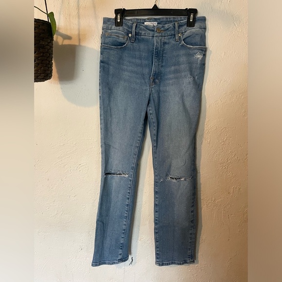Good American Boot Cut Distressed Jeans - Picture 1 of 5